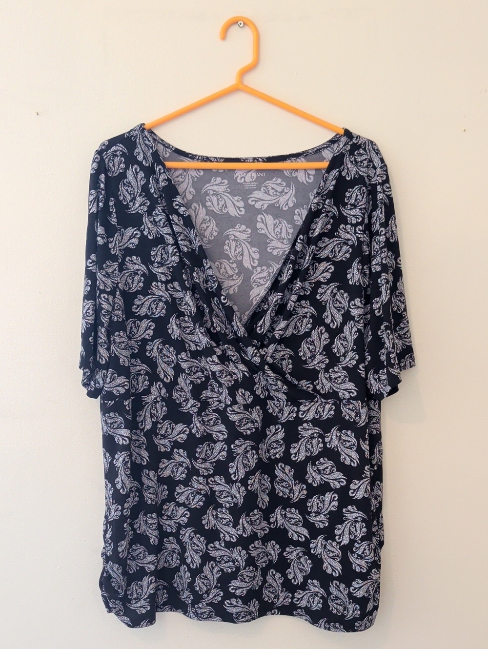 Lane Bryant Black and White Wrap-Front V-Neck Tee